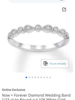 Forever 21 White Gold Diamond Accent Scalloped Wedding Band